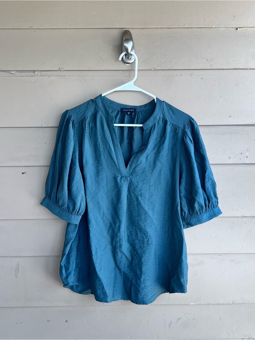 Pleione Sage Green Short Sleeve Blouse Size M Modest Casual CLG513009RK